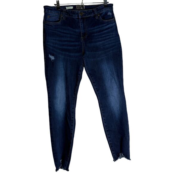 KUT from the Kloth Carlo Ankle Skinny Jeans Women 14 5-Pockets Denim Distressed - Picture 1 of 15